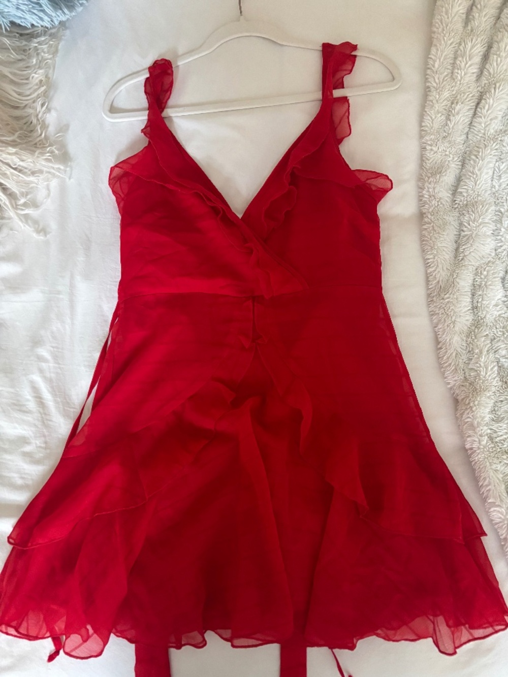 Davis & Dani, size S, red mini ruffle dress